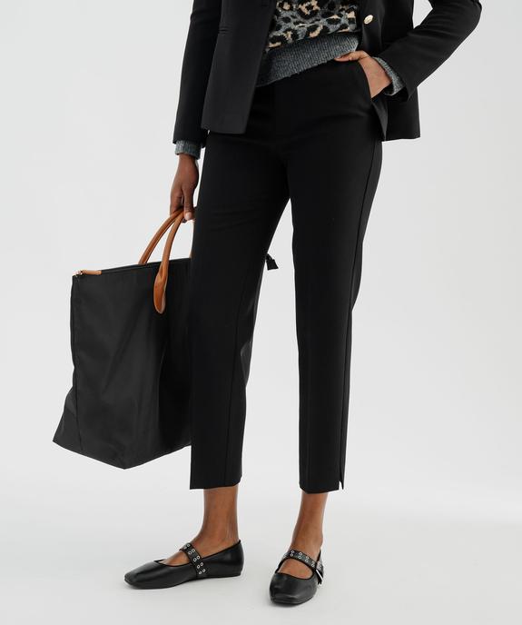 Pantalon de tailleur 9/10e coupe ajustée à fentes chevilles femme vue1 - GEMO(FEMME PAP) - GEMO