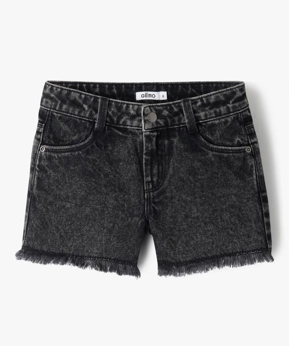 Short en jean délavé à franges fille vue1 - GEMO 4G FILLE - GEMO