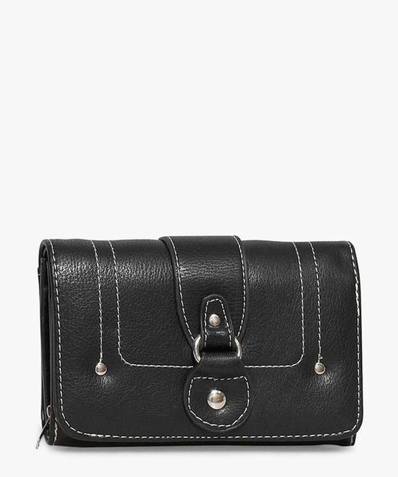 Portefeuille femme avec surpiqûres et anneau métallique vue1 - GEMO (ACCESS) - GEMO