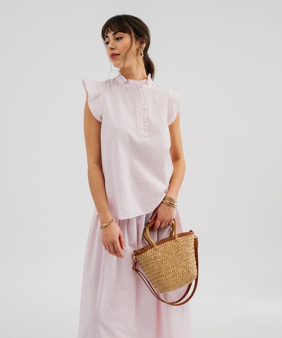 Blouse à motif avec fronces et volants femme vue1 - GEMO(FEMME PAP) - GEMO