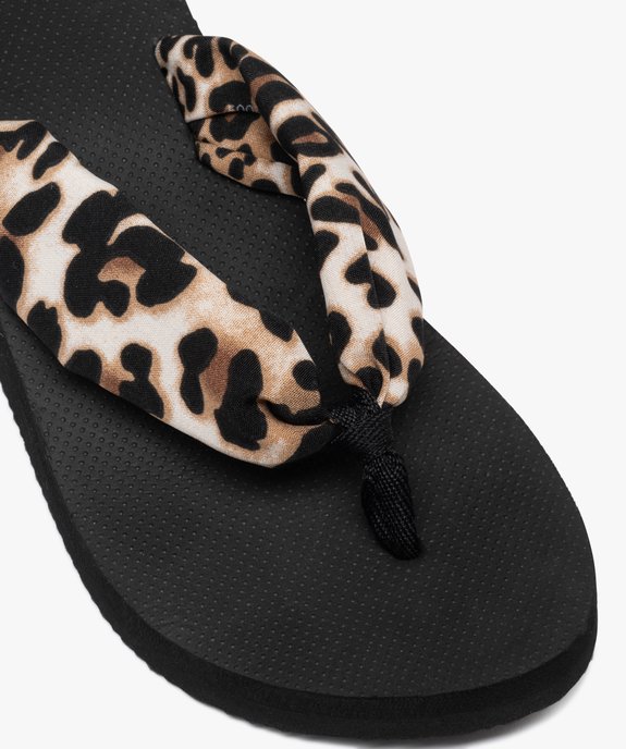 Tongs à talon compensé et bride textile femme vue6 - GEMO (PLAGE) - GEMO