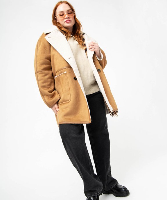 Manteau en suédine doublé sherpa femme grande taille vue5 - GEMO (G TAILLE) - GEMO