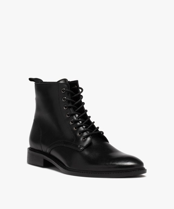 Boots homme en cuir uni bout amande  vue3 - TANEO - GEMO