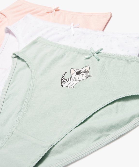 Culottes assorties en coton extensible fille (lot de 3) vue2 - GEMO 4G FILLE - GEMO