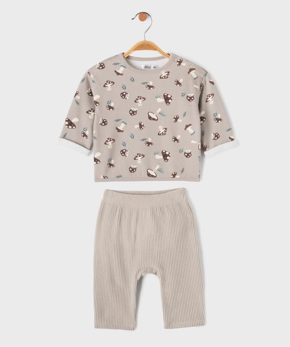 Ensemble 2 pièces sweat + pantalon côtelé bébé vue1 - GEMO(BB COUCHE) - GEMO