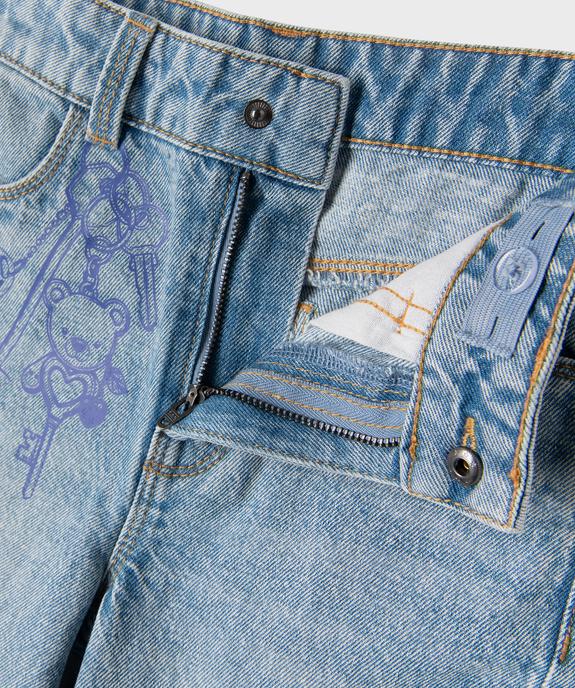 Jean straight en coton imprimé fille vue2 - GEMO (ENFANT) - GEMO