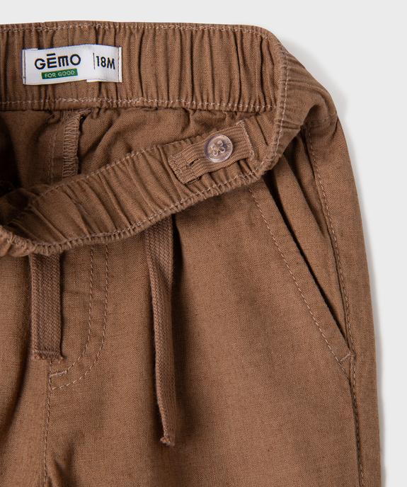 Pantalon en lin et coton avec taille ajustable bébé garçon vue2 - GEMO 4G BEBE - GEMO