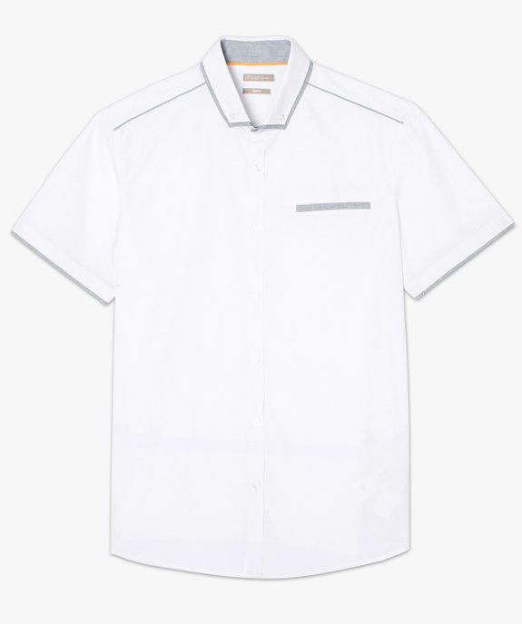Chemise à manches courtes à liserés gris contrastants vue4 - GEMO (HOMME) - GEMO