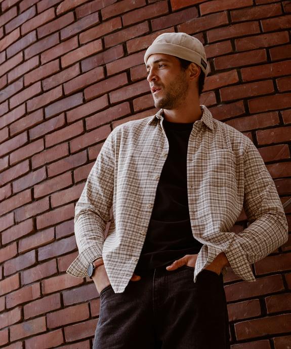 Chemise à carreaux en flanelle de coton homme vue1 - GEMO 4G HOMME - GEMO