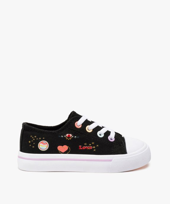 Tennis fille en toile imprimée fermeture lacets élastiques vue1 - GEMO 4G FILLE - GEMO