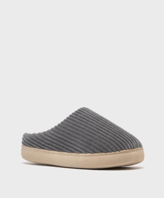 Chaussons mules en velours côtelé à doublure fourrée homme vue2 - GEMO(HOMWR HOM) - GEMO