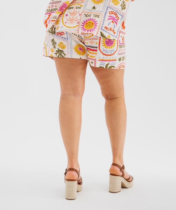 Short en gaze de coton à motifs exotiques femme grande taille vue3 - GEMO (G TAILLE) - GEMO