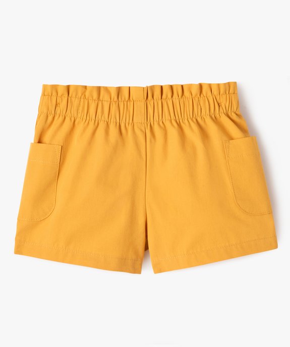 Short en toile à taille élastiquée et poches plaquées bébé fille vue3 - GEMO(BEBE DEBT) - GEMO