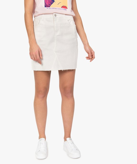 Jupe femme en denim aspect usé vue1 - GEMO(FEMME PAP) - GEMO