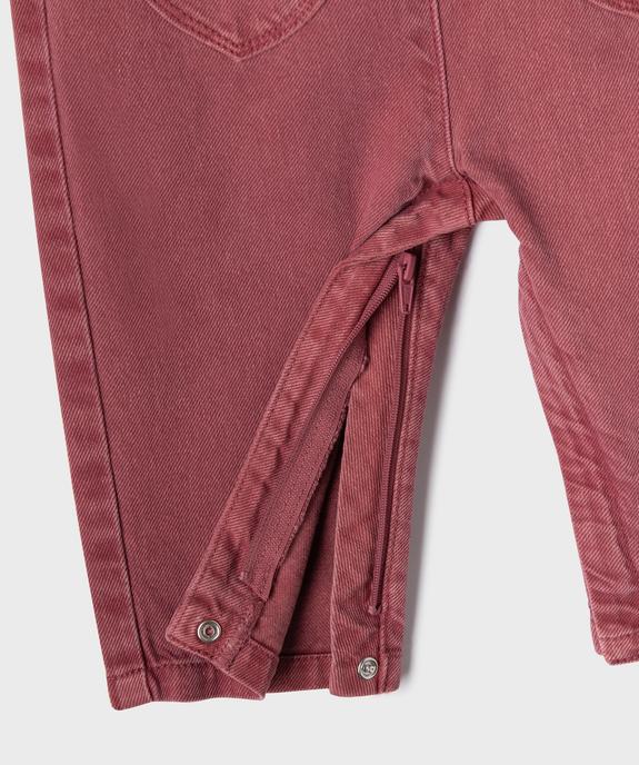 Salopette en jean colorée avec entrejambe zippé bébé fille vue3 - GEMO 4G BEBE - GEMO