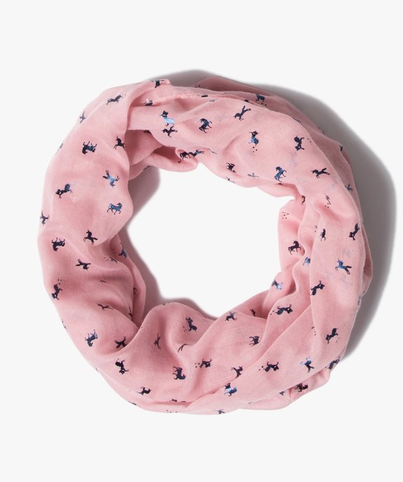 Foulard fille forme snood avec micro motifs licornes  vue1 - GEMO 4G FILLE - GEMO