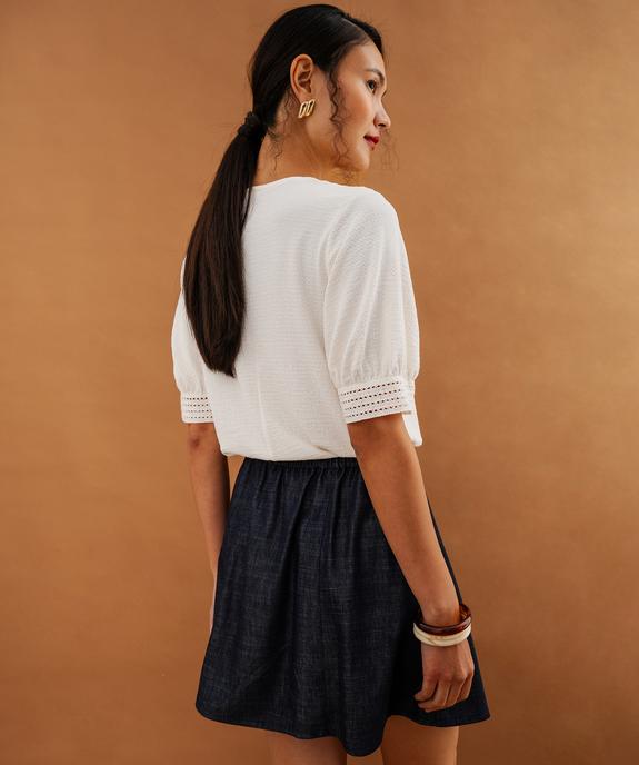 Blouse unie col claudine femme vue4 - GEMO(FEMME PAP) - GEMO