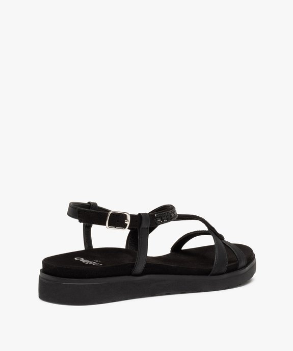 Sandales femme à talon plat et brides strass unies vue4 - GEMO (CASUAL) - GEMO