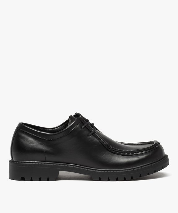Derbies homme unis à semelle crantée et plateau cousu vue1 - GEMO(URBAIN) - GEMO