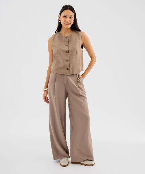 Pantalon fluide coupe large à pinces femme  vue4 - GEMO 4G FEMME - GEMO