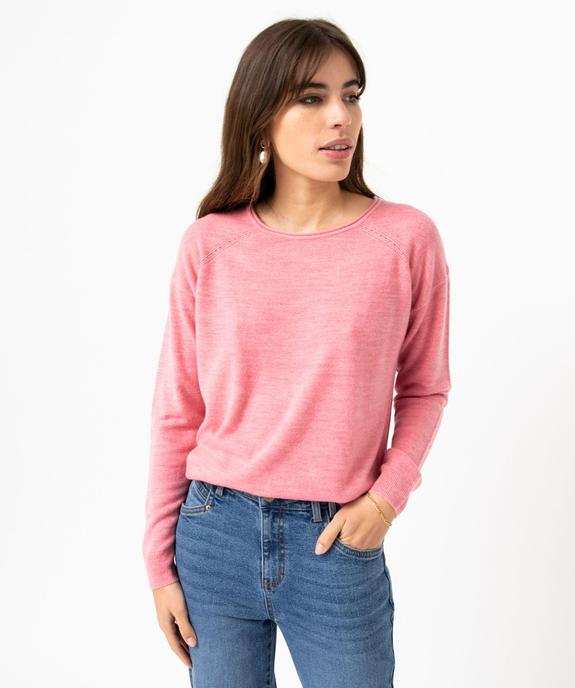 Pull à col rond finitions roulottées femme vue2 - GEMO(FEMME PAP) - GEMO