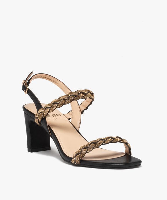Sandales femme à talon et brides tressées en strass vue3 - GEMO(URBAIN) - GEMO