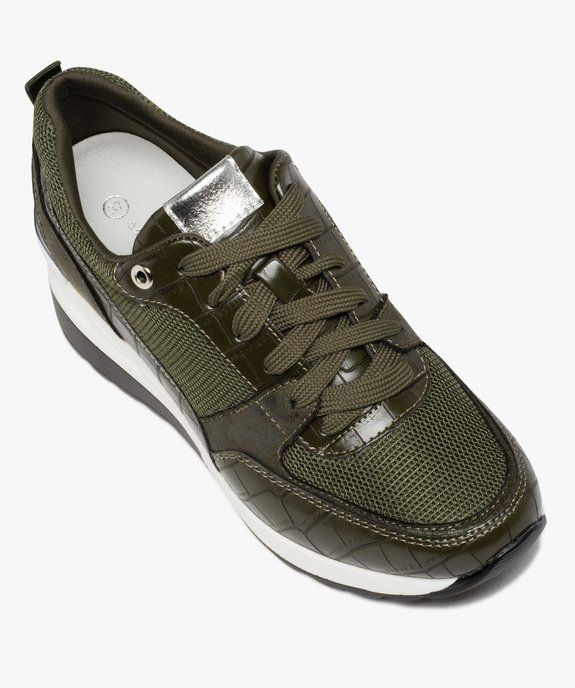 Baskets femme unies et compensées à lacets imitation croco vue5 - GEMO (SPORTSWR) - GEMO