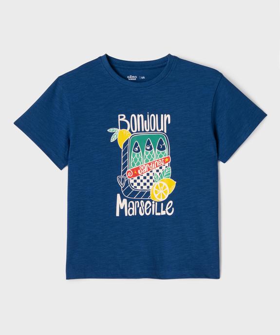 Tee-shirt manches courtes en jersey de coton flammé imprimé estival garçon vue1 - GEMO 4G GARCON - GEMO