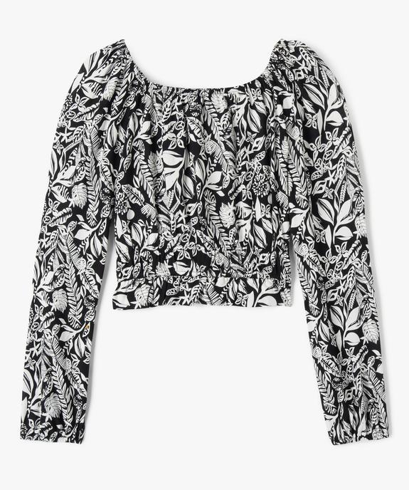 Blouse à manches longues coupe courte avec col modulable fille vue3 - GEMO 4G FILLE - GEMO