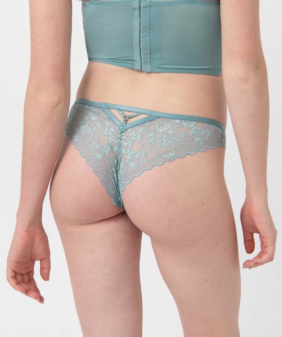 Culotte femme en microfibre et dentelle transparente vue3 - GEMO(HOMWR FEM) - GEMO