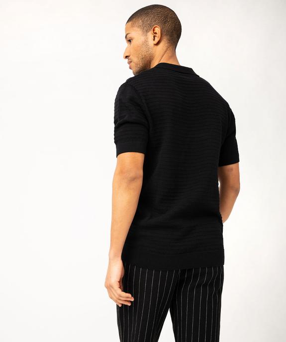 Polo manches courtes en maille texturée homme vue3 - GEMO (HOMME) - GEMO