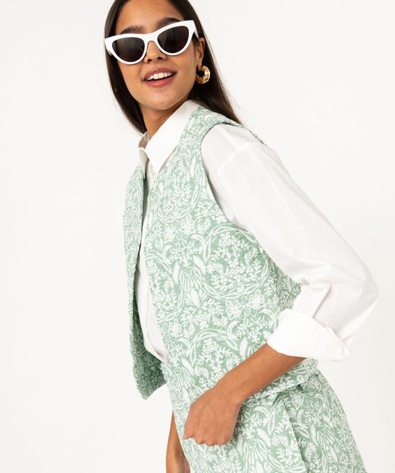 Gilet sans manches matelassé à motifs fleuris femme vue1 - GEMO 4G FEMME - GEMO