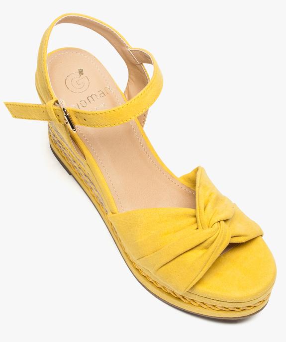 Sandales femme en suédine à talon compensé multimatières vue5 - GEMO(URBAIN) - GEMO
