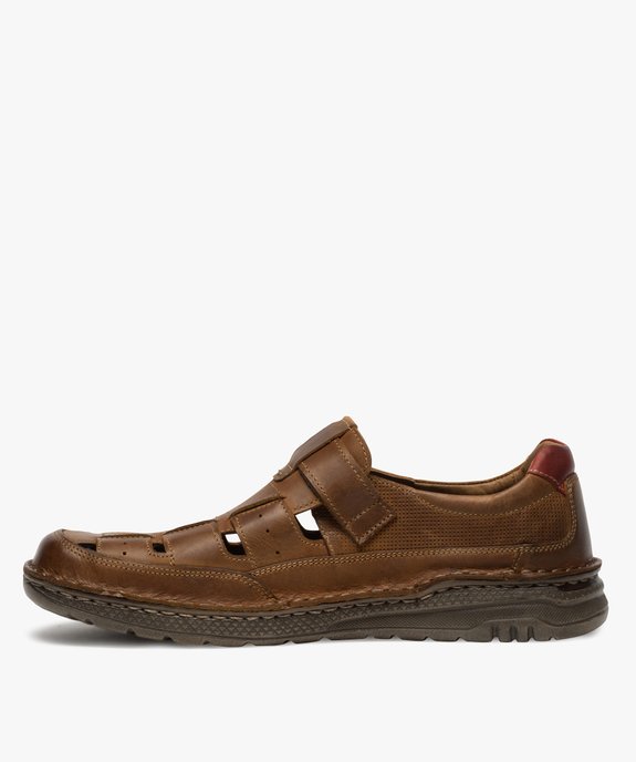 Sandales homme confort dessus cuir à bout fermé vue3 - GEMO (CASUAL) - GEMO