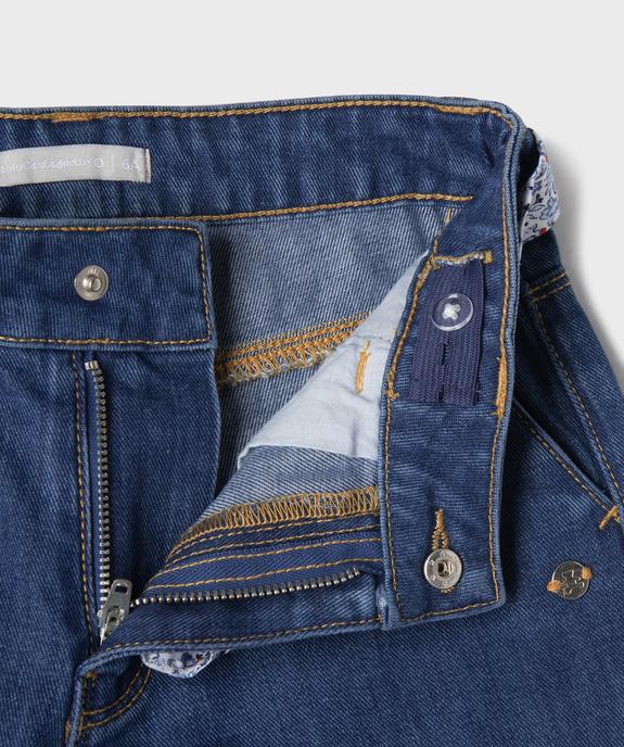 Short en jean à volants avec ceinture fleurie fille - LuluCastagnette vue3 - LULU CASTAGNETTE GEMO FOR GOOD - GEMO