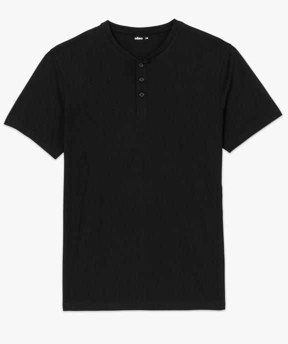 Tee-shirt homme chiné à manches courtes et col tunisien  vue4 - GEMO 4G HOMME - GEMO