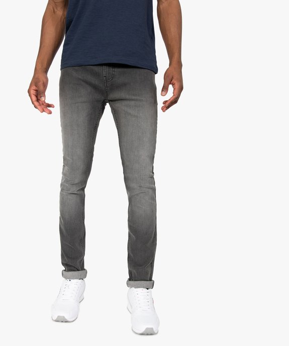 Jean homme skinny délavé avec plis sur les hanches vue2 - GEMO (HOMME) - GEMO