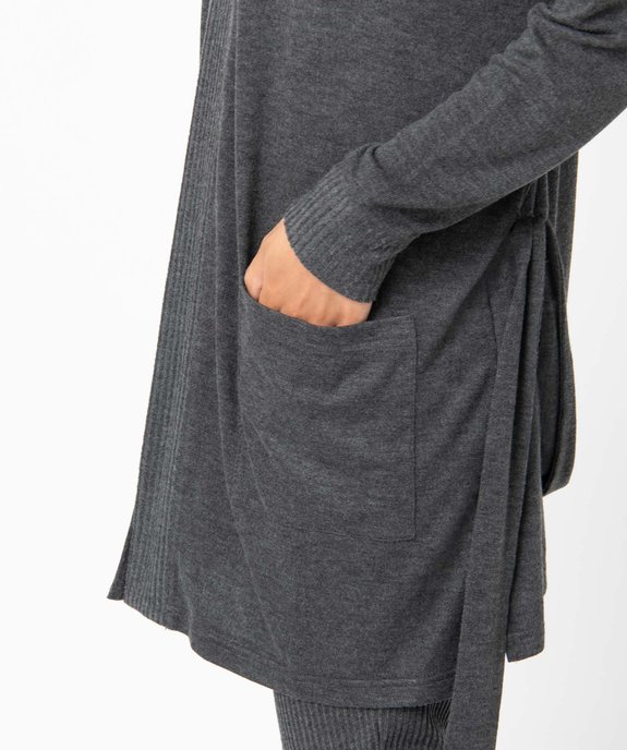 Veste d'intérieur femme en maille duveteuse avec ceinture à nouer vue2 - GEMO(HOMWR FEM) - GEMO
