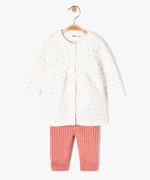 Ensemble 2 pièces robe + pantalon en maille bébé fille vue1 - GEMO(BB COUCHE) - GEMO