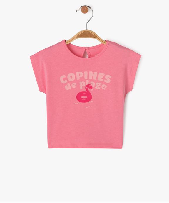 Tee-shirt manches courtes loose à message bébé fille vue1 - GEMO(BEBE DEBT) - GEMO