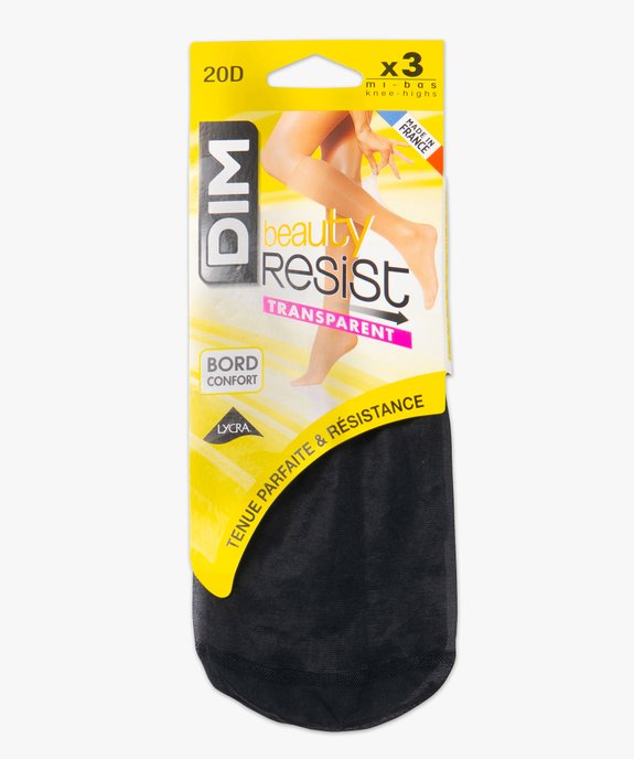 Mi-bas femme transparent Beauty Resist (lot de 3) vue3 - DIM - GEMO