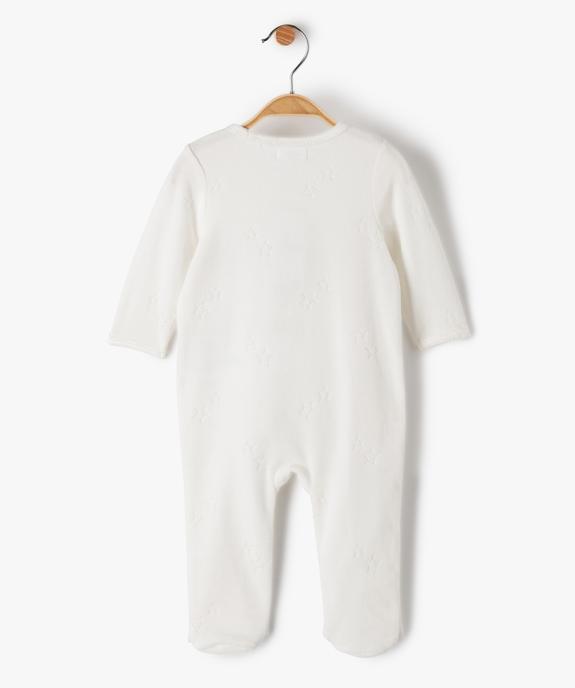Pyjama en velours ouverture devant avec message  bébé vue3 - GEMO 4G BEBE - GEMO
