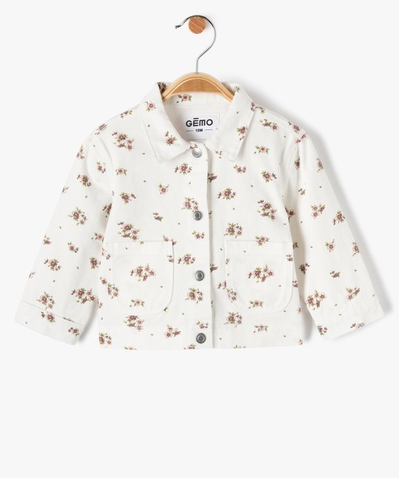 Veste en jean bébé fille à motif fleuri vue1 - GEMO 4G BEBE - GEMO