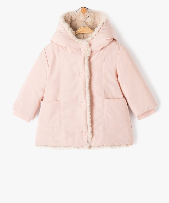 Blouson à capuche doublure fourrure imitation bébé fille vue1 - GEMO 4G BEBE - GEMO