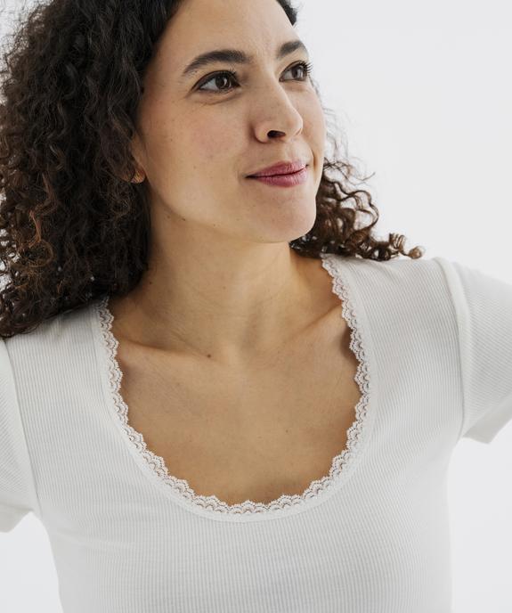 Haut de pyjama en maille côtelée femme vue2 - GEMO 4G FEMME - GEMO