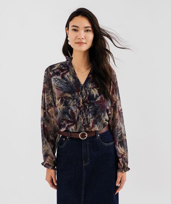 Blouse fluide en voile à motifs fleuris femme vue1 - GEMO 4G FEMME - GEMO