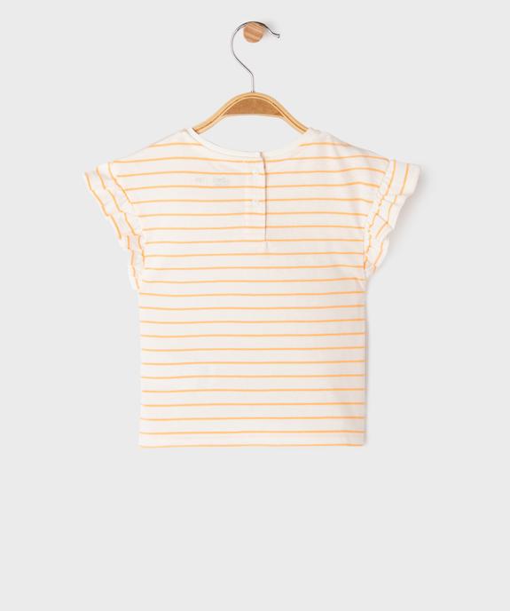 Tee-shirt manches courtes rayé avec manches à volants bébé fille vue3 - GEMO 4G BEBE - GEMO
