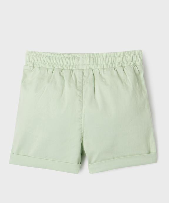 Short ample avec taille élastique en coton stretch fille vue3 - GEMO (ENFANT) - GEMO