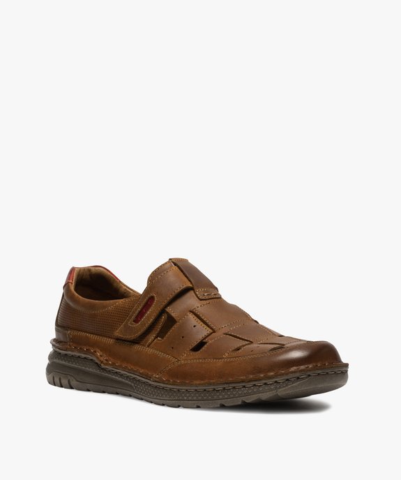 Sandales homme confort dessus cuir à bout fermé vue2 - GEMO (CASUAL) - GEMO