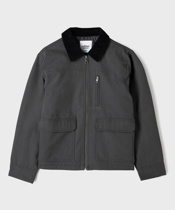 Veste zippée matelassée à col velours garçon vue3 - GEMO 4G GARCON - GEMO